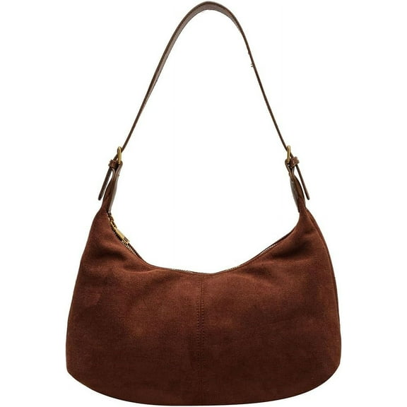 Slouchy Tote Bag Women Faux Suede Crescent Shoulder Bag Hobo Crossbody Purse Travel Work Bag College Tote Handbag
