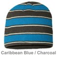 thumbnail image 1 of Slouchy Unisex Waffle Knit Winter Ski Thick & Warm Beanie Hat - Caribbean Blue / Charcoal, 1 of 1
