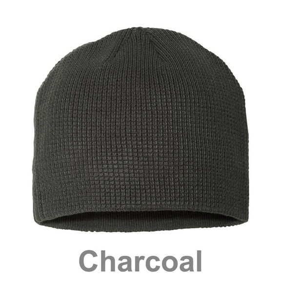 Slouchy Unisex Waffle Knit Winter Ski Thick & Warm Beanie Hat - Charcoal