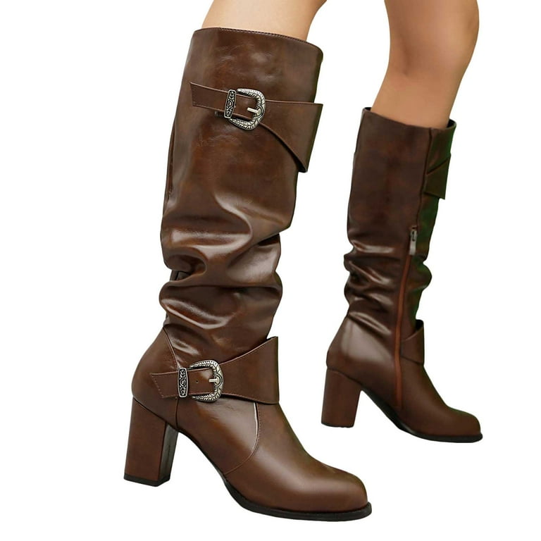 Slouchy Wide Mid Calf Boots for Women 2025 Winter Fall Leather