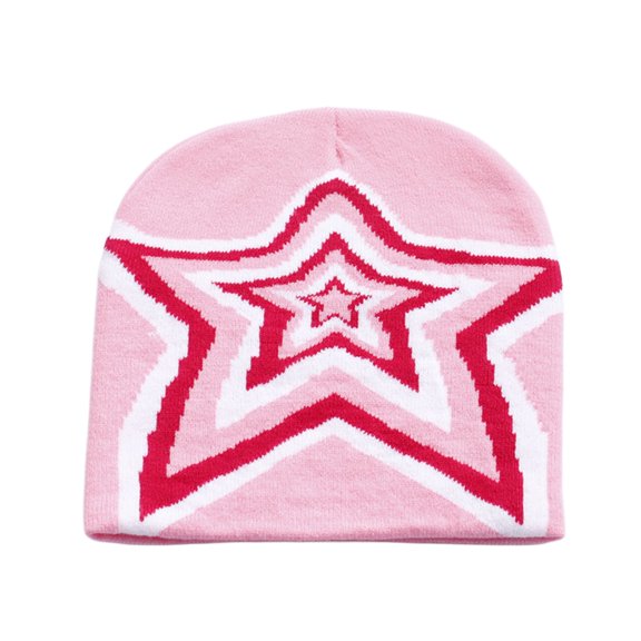 Slouchy Winter Beanie with Star Pattern English Style Stretchable Knit Hat for Men and Women Warm Unisex Outdoor Fashion Cap