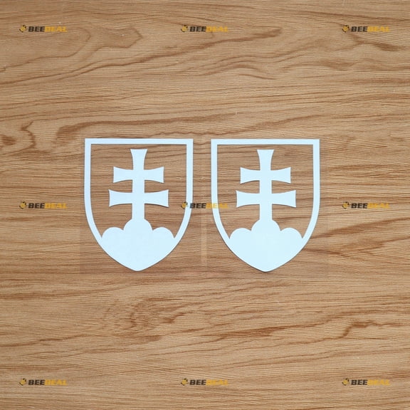Slovak Slovakia Coat of Arms Sticker Decal Vinyl Slovakian - 2 Pack White 4" - For Car Boat Laptop Cup No Background Die-cut