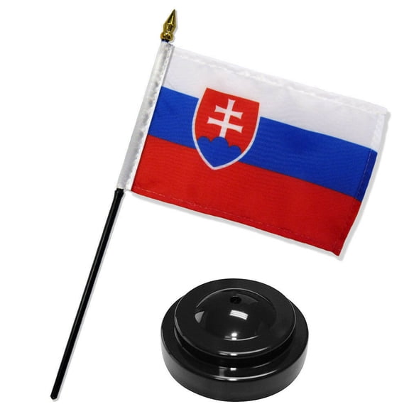 Slovakia 4"x6" Flag Desk Set Table Stick Black Base