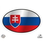 Slovakia Flag Oval - 3" Vinyl Sticker - For Car Laptop I-Pad Phone Helmet Hard Hat - Waterproof Decal