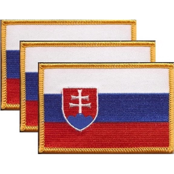 Slovakia Flag Patch, Embroidered Iron On or Sew On, Measures 3.50" x 2.25"