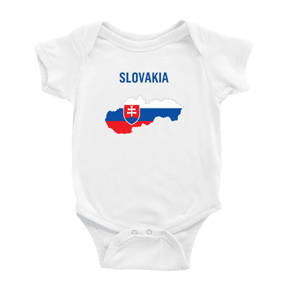 Slovakia Map Flag Baby Rompers Bodysuit (White, 6-12 Months)