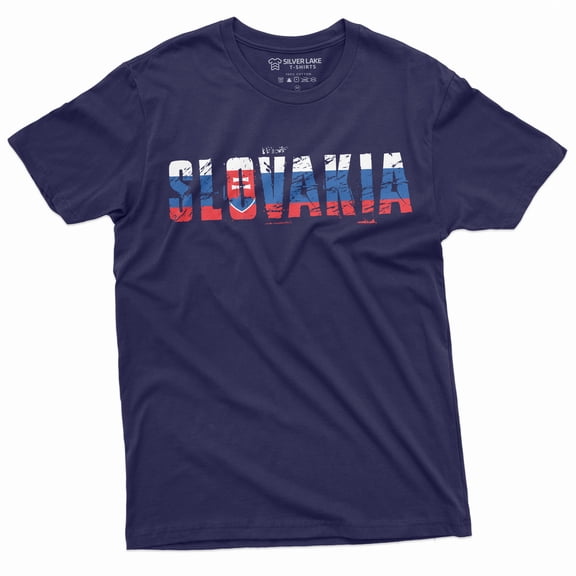 Slovakia T-shirt Slovensko Mens Womens T-shirt Patriotic Nation Tee shirt (Large Navy Blue)