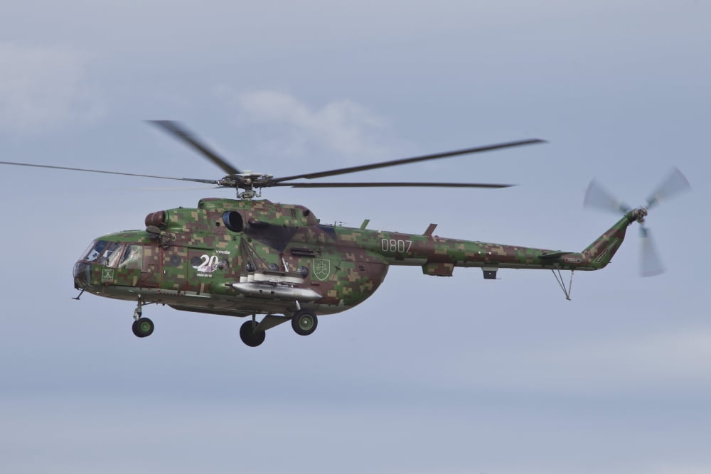 Slovakian Mi-17 with digital camouflage Canvas Art - Timm ZiegenthalerStocktrek Images (35 x 23)
