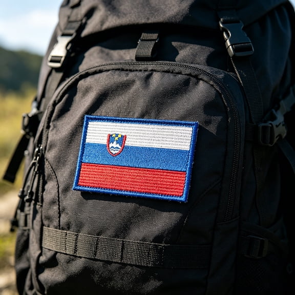 Slovenia Embroidered Patch 3.1x2 Inch Hook and Loop Backing Flag Emblem for Backpack Hat Outdoor Gear