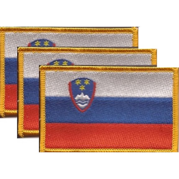 Slovenia Flag Patch, Embroidered Iron On or Sew On, Measures 3.50" x 2.25"