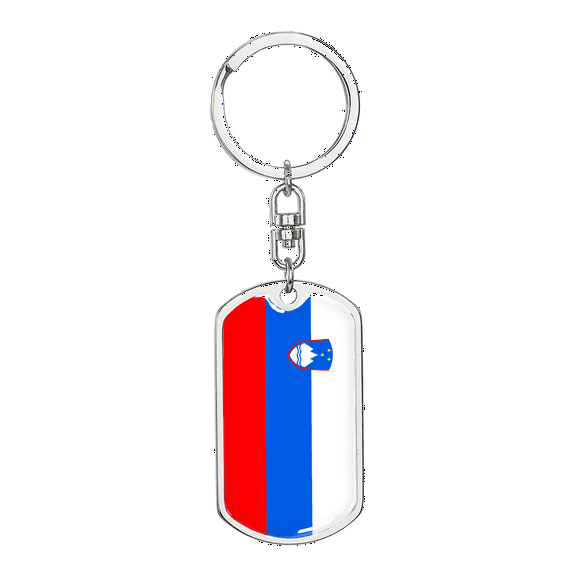 Slovenia Flag Swivel Keychain Dog Tag Stainless Steel or 18k Gold