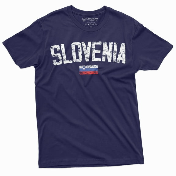 Slovenia T-shirt Slovenija Flag Mens Tee Shirt Nation Patriotic Tee Shirt (Medium Navy Blue)
