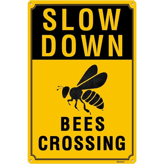 Slow Down Bees Crossing Sign, Aluminum Sign 8x12 Inch | Eye-Catching, Durable, Rust-Resistant | Easy to Install Indoor/Outdoor Decor, Wall Art & Wildlife Awareness Sign