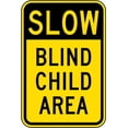 thumbnail image 1 of Slow Blind Child Area Sign Traffic Signs Crossing School Metal Tin \8 x 12 Inch for Home or Work, 1 of 4