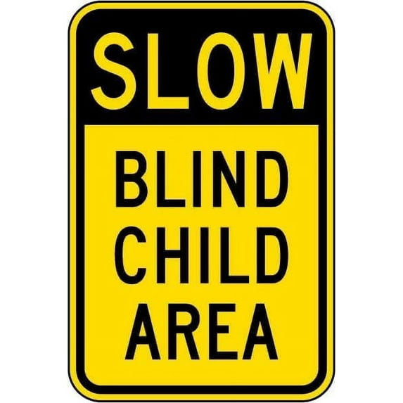 Slow Blind Child Area Vintage Metal Aluminum Tin Sign Door Signs Exterior Home Cave Garage bar Country Poster Club Wall Plaque Decoration Retro Aluminum Sign 12" x 16"