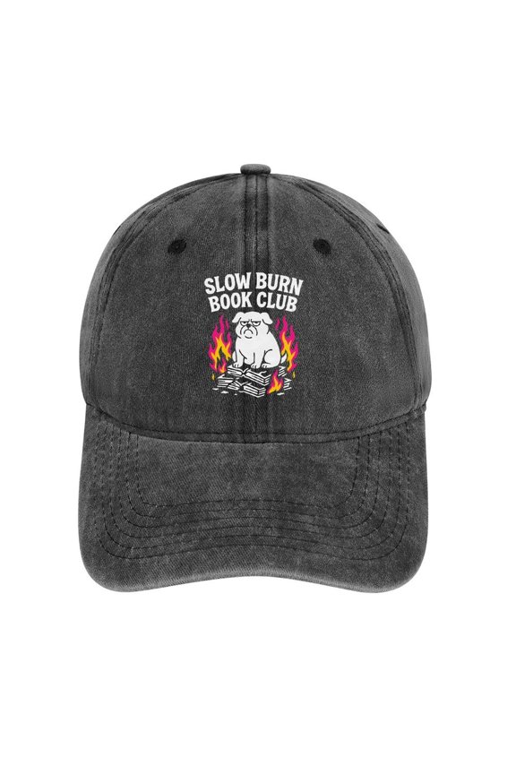 Slow Burn Book Club Charcoal Baseball Cap for Men Women, Adjustable Snapback Hats Cotton Hat
