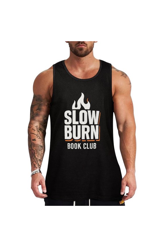 Slow Burn Book Club For Lovers Of Thoughtful Stories And Dee Men's Tank Top Muscle Workout Gym Sleeveless Shirt for Workout, Casual Wear, Walking 3X-Large