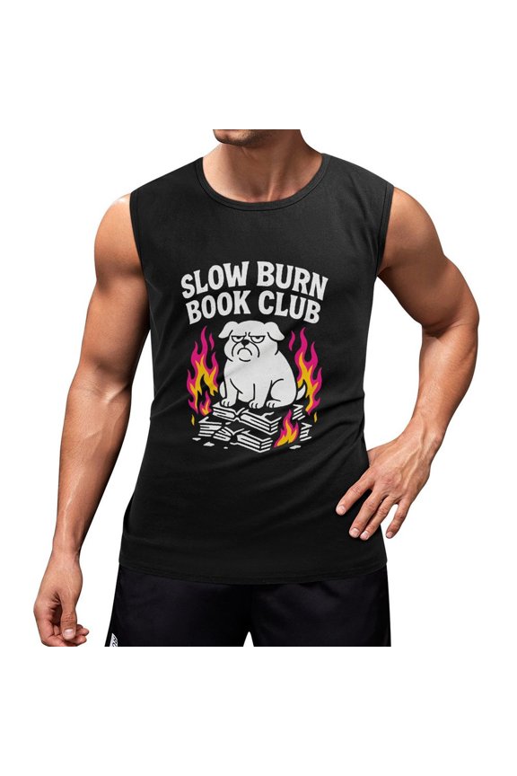 Slow Burn Book Club Men's Tank Top Muscle Workout Gym Sleeveless T-Shirt Small