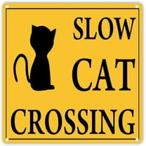 Slow Cat Crossing Metal Tin Sign Aluminum Warning Signs For Indoor & Outdoor Yard Lawn Sign Home Decor 8x12 inch