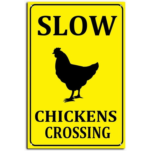 Slow Cat Crossing Sign Aluminum Black on Yellow Wall Decor for Home Cafes Office Pubs Club Indoor Outdoor 8X12inch/Tin Sign