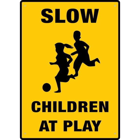 Slow Children At Play Outdoor Signs Aluminum 12X8 Inch Uv Ink Printed For House And Business