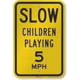 thumbnail image 1 of "Slow - Children Playing, 5 MPH" Sign | 8" x 12" 3M Engineer Grade Reflective Aluminum, 1 of 5