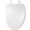 thumbnail image 1 of Slow Close Elongated White Enameled Wood Toilet Seat, 1 of 1