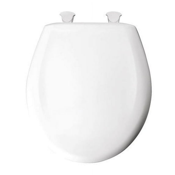 Slow Close STA-TITE Round Closed Front Toilet Seat in Cotton White