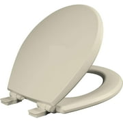 Slow Close Toilet Seat, Easy Clean, Non Slip Premium Wood Seat, Easy Install, Made in USA, Elongated, Bone