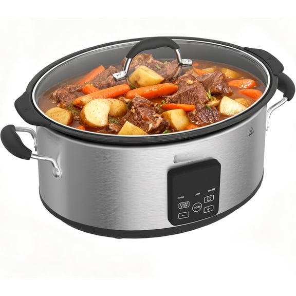 Slow Cooker, 10 Quart Digital Programmable Slow Cookers with Timer, Dishwasher Safe Glass Lid & Crock, Kitchen Appliance for Families and Gatherings, Stainless Steel