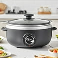 thumbnail image 1 of Slow Cooker, 6.5 Quart, Glass Lid, Adjustable Temp, Food Warmer (Black), 1 of 7