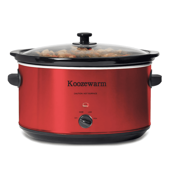 Slow Cooker, 8.5 Qt Large Electric Stainless Steel Cooking Pot with Removable Ceramic Pot and Low High Warm Modes, Non-Toxic Coating and Dishwasher Safe for 10+ Family Meals & Party Prep-Red