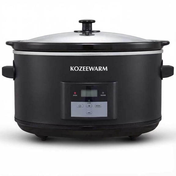 Slow Cooker, 8.5 Qt Programmable Electric Slow Cooker with Timer, Stainless Steel, Non-Toxic Removable Stoneware Pot, Dishwasher Safe, Large Capacity for Family & Party Meals-Black