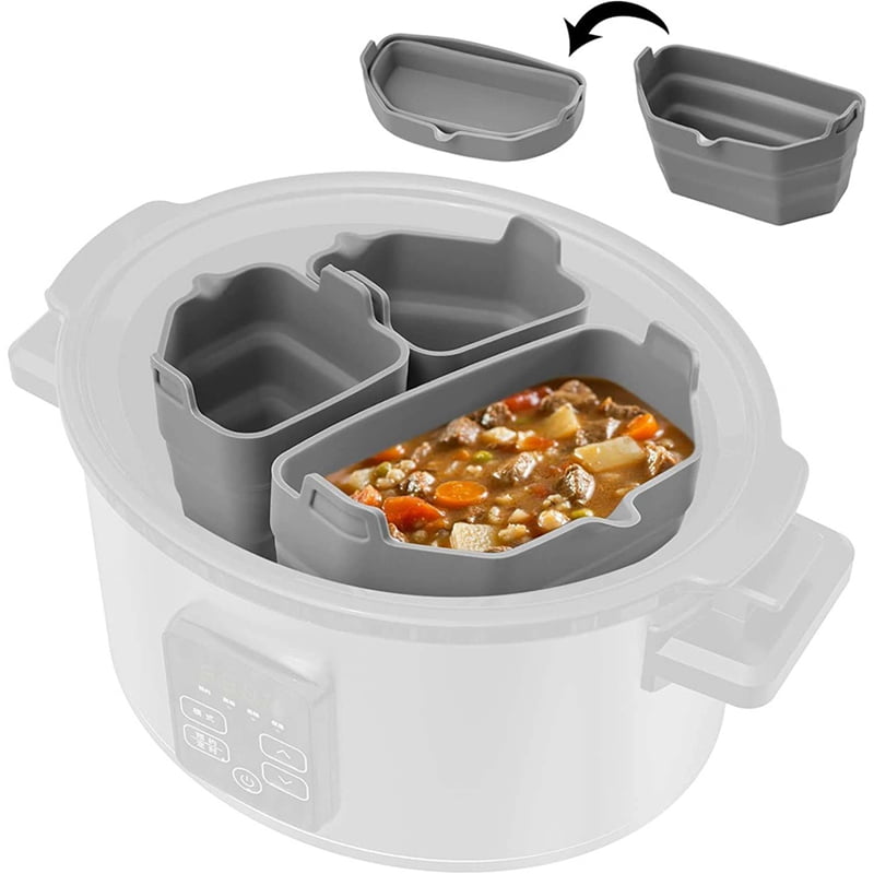 Slow Cooker Divider Liner, 3 in 1 Silicone Slow Cooker Divider Fits Most 6QT Pot, Reusable and