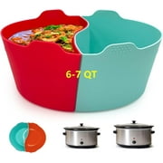 Slow Cooker Divider Liner Reusable & Leakproof Silicone Crockpot Divider insert Cooking Liner for 6 Quart Pot