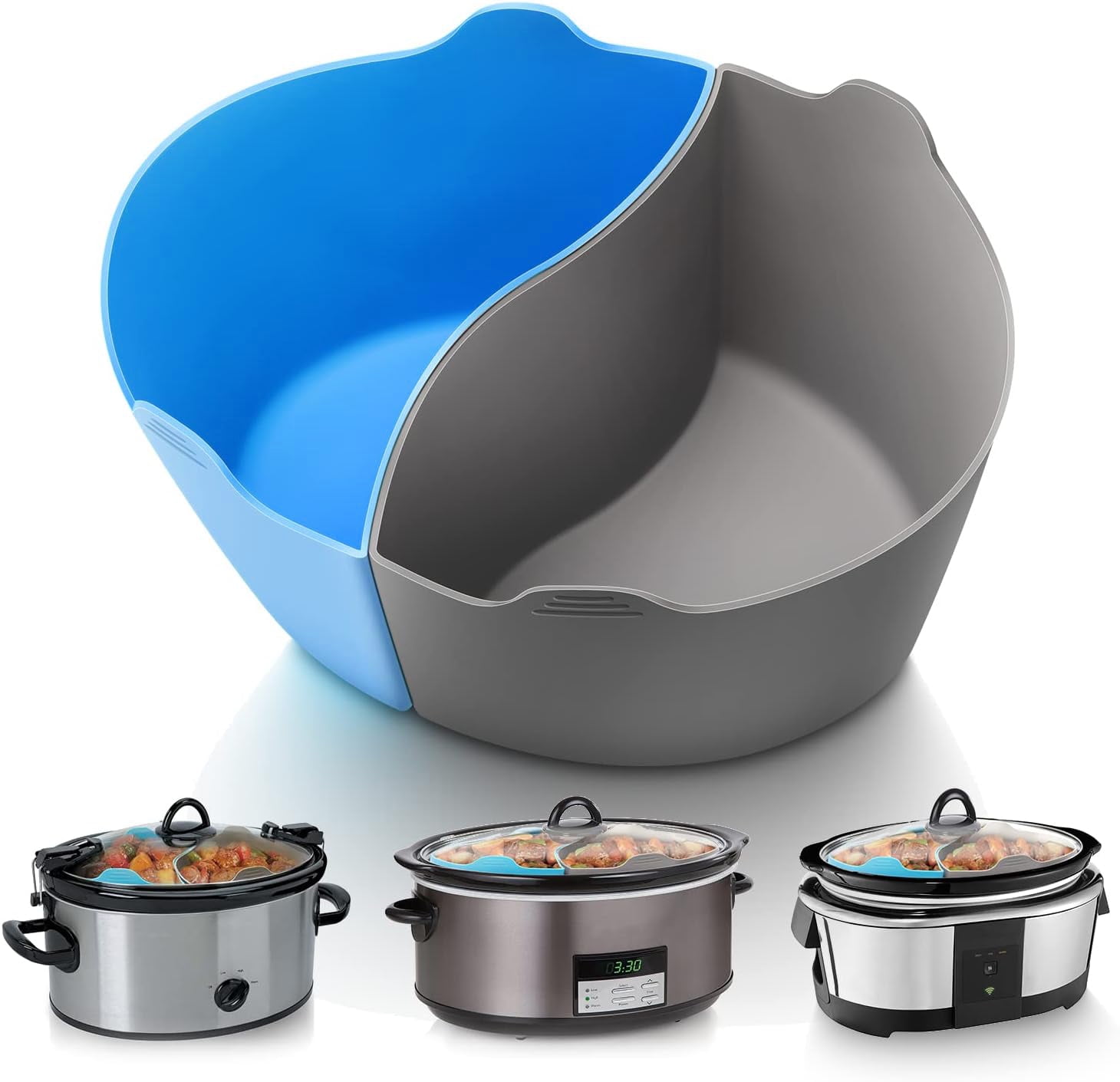 Slow Cooker Divider Liner Reusable & Leakproof Silicone Crockpot Divider insert Cooking Liner