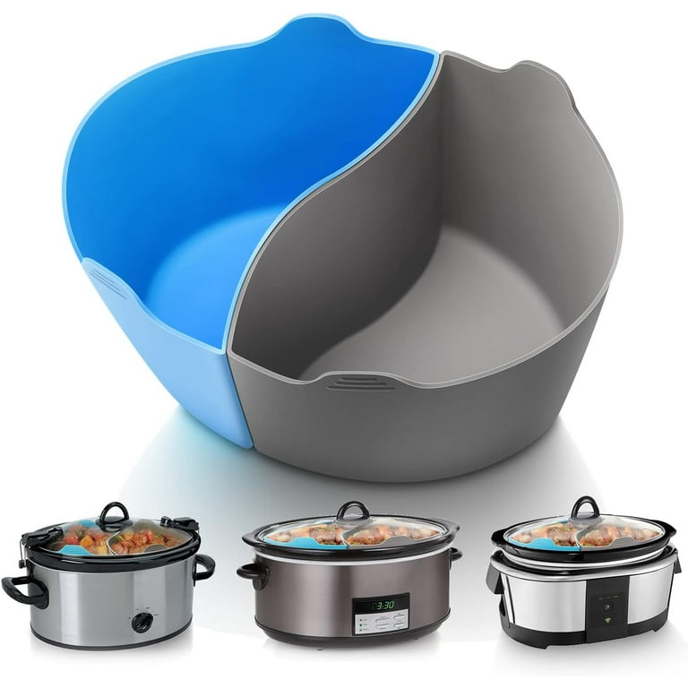 Slow Cooker Divider Liner Reusable Leakproof Silicone Crockpot Divider insert Cooking Liner for 6 Quart Pot