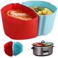 thumbnail image 1 of 2-in-1 Silicone Slow Cooker Liners, Reusable Divider Insert for 6-7QT, Oval Shape, Dishwasher Safe Slow Cooker Liner for Two Meal Cooking, 1 of 7
