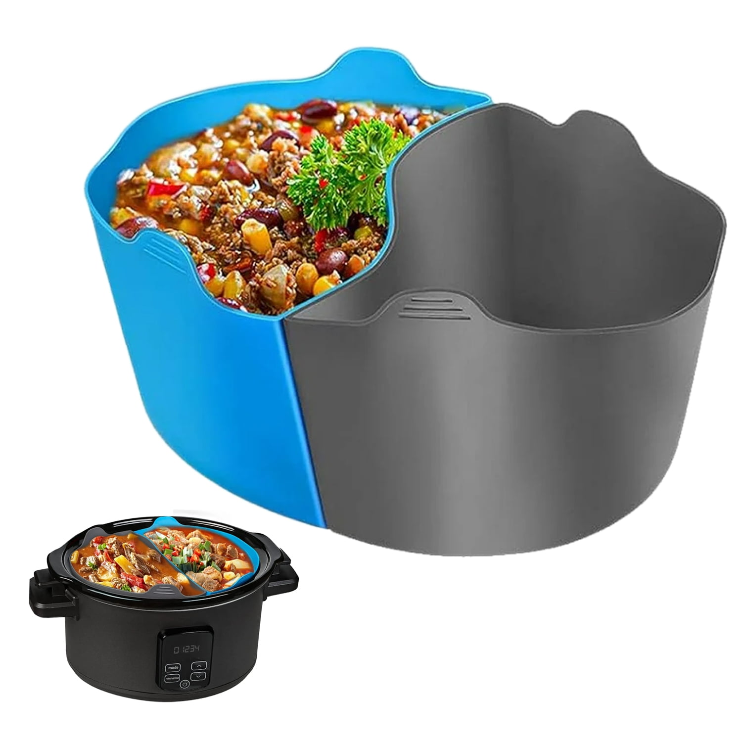 Slow Cooker Divider Liner Reusable & Leakproof Silicone Crockpot Divider insert Cooking Liner