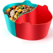 Slow Cooker Divider Liner for 6QT Crockpot, Silicone Reusable Crock Pot Liners Divider, Leakproof & Easy Clean, BPA Free (Red + Blue)