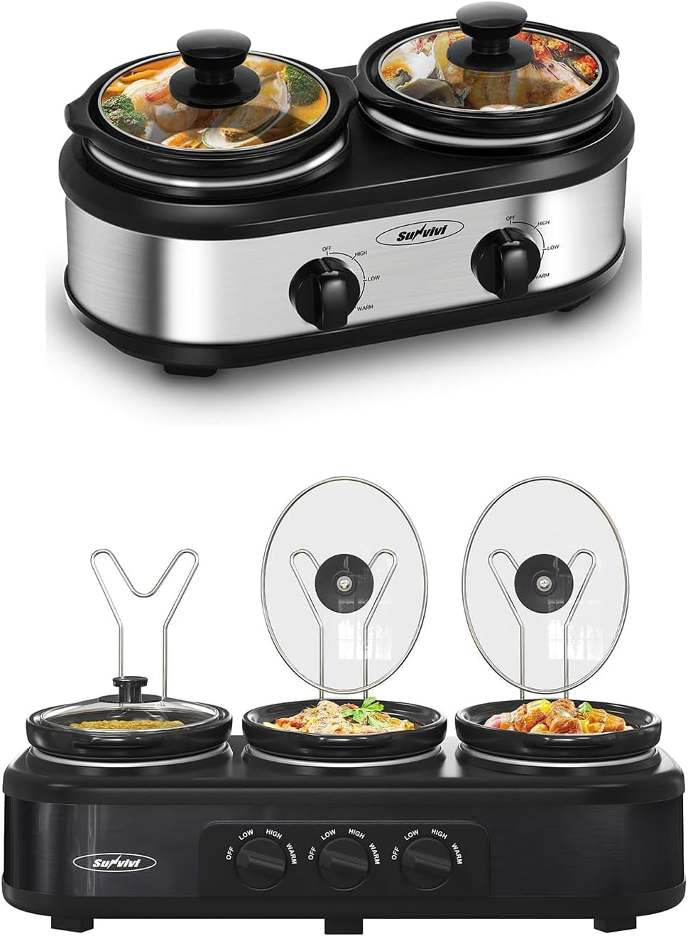 Slow Cooker, Dual and Black Triple Slow Cooker Buffet Server Multiple