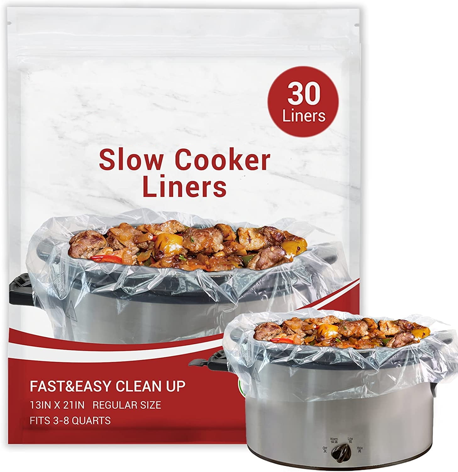 Hienjoy Slow Cooker Liners (30 Liners), 13 inch 21 inch Crock Pot Liners Fit 3-8 Quarts 30 Count