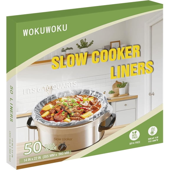 Slow Cooker Liners, 50 Cooking Bags Extra Large Disposable Pot Liner Plastic Bags for 6QT to 10QT Slow Cooker Cooking Pans, 14 x 22, 50 Liners