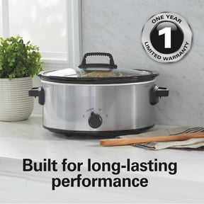 Slow Cooker with 3 Cooking Settings, Dishwasher-Safe Stoneware Crock & Glass Lid