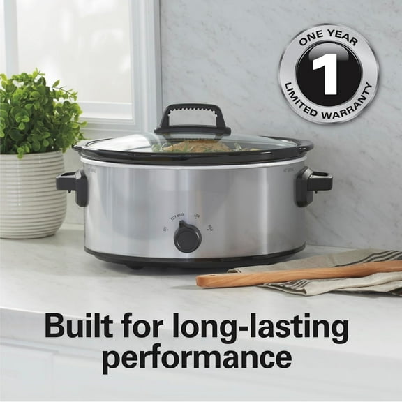 Slow Cooker with 3 Cooking Settings, Dishwasher-Safe Stoneware Crock & Glass Lid