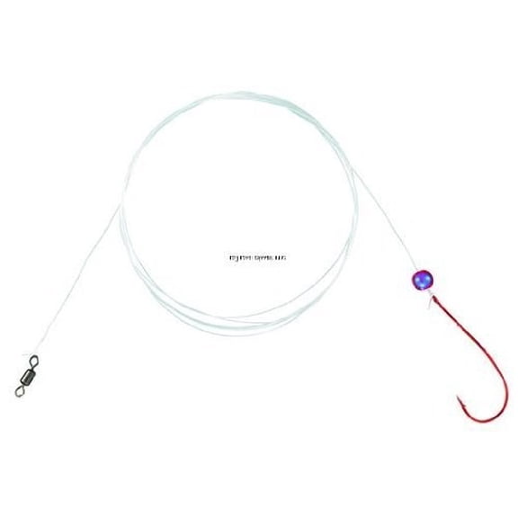 Mustad 862 Slow Death Rig, Fluorocarbon WithRed Holographic Bead & Swivel - 2 Per Pack