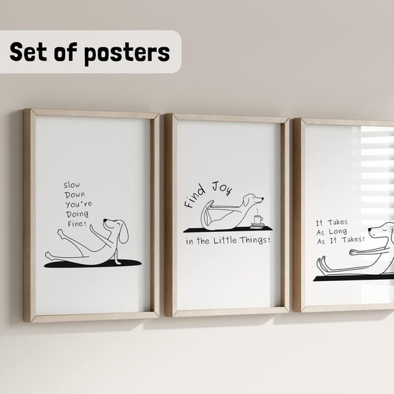 Slow Down Dog Poster Set Wall Poster Bundle For Dog Lovers Affirmational Postering Trendy Home Decor Fitness Dog Poster Aesthetic Wall Art, Poster Only