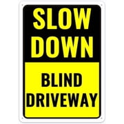 Slow Down Blind Driveway Retro Aluminum Sign Metal Tin Sign Vintage Style Funny Pool Signs Wall Decor Art 8 X 12 Inches