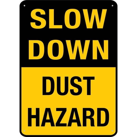 Slow Down Dust Hazard SignOutdoor, Uv Printed 12 X 8 In, Weatherproof And Security Signs Wall Decor Metal Tin Sign