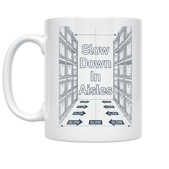 Slow Down In Aisles Safety Design - Warehouse Worker - 11 oz Ceramic Coffee Mug
